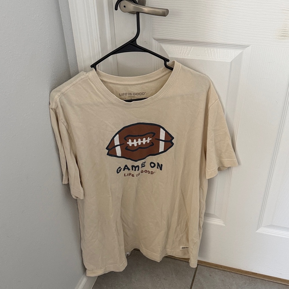 Life Is Good Tan Football Tee